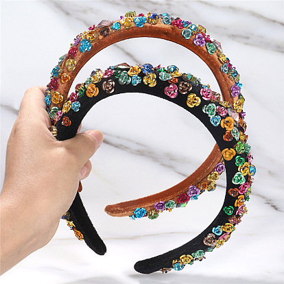 Baroque Style Colorful Rhinestone Headband for Luxurious Party and Show