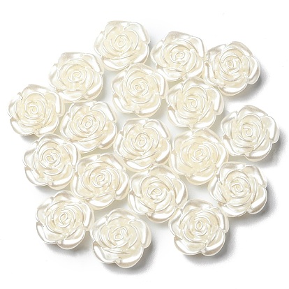 Opaque Resin Imitation Pearls Beads, Rose Flower