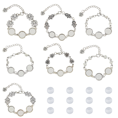 Набор для изготовления браслета с фотографией «сделай сам», включая изготовление браслетов из сплава с хамсой, луной, звездой, цветком и сердцем, Кабошоны из стекла