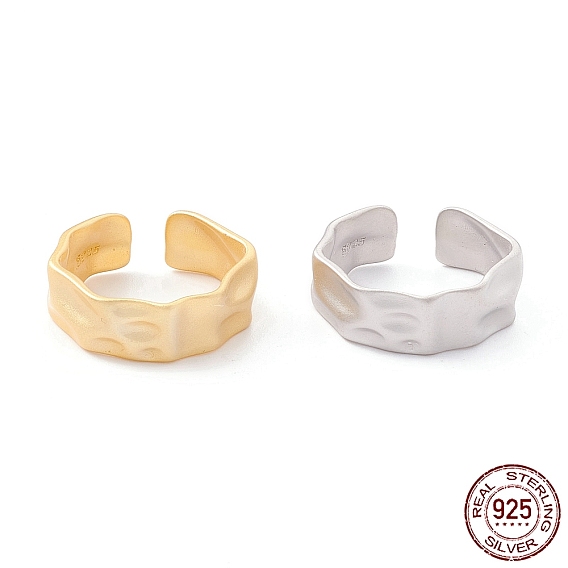 925 кольца-манжеты из стерлингового серебра для девушек, регулируемые матовые открытые кольца, скрученная кованая гладкая лента