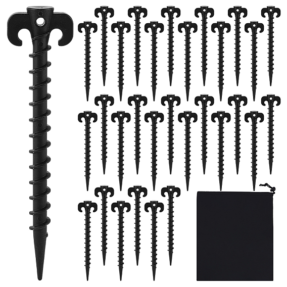 32шт. пластиковые колышки и гвозди для кемпинга и палатки для использования на открытом воздухе, с 1шт. мешочками из оксфордской ткани на завязках