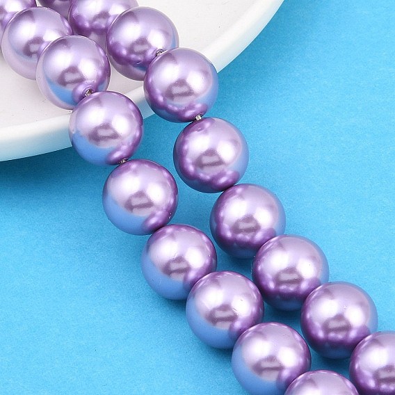 Гальванические оболочки жемчужные бусы пряди, круглые, полированный, сгладить