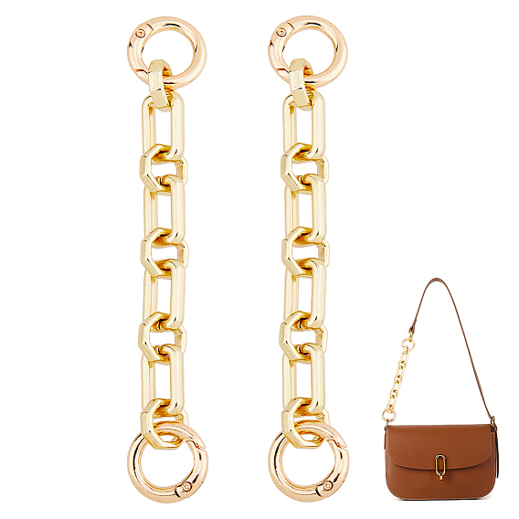 2 шт. сплав прямоугольные и восьмиугольные звенья цепи удлинители для сумок, с литыми пружинными кольцами