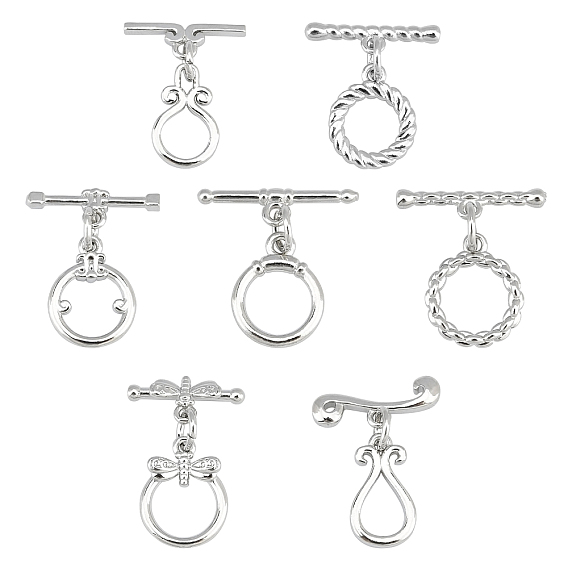 8 Set Brass Toggle Clasps, Long-Lasting Plated, Ring, Cadmium Free & Lead Free