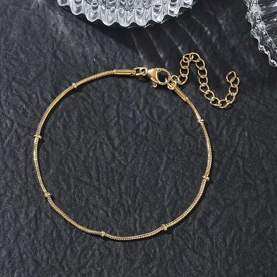 304 Stainless Steel Rondelle Round Snake Chain Bracelets, Ion Plating(IP)