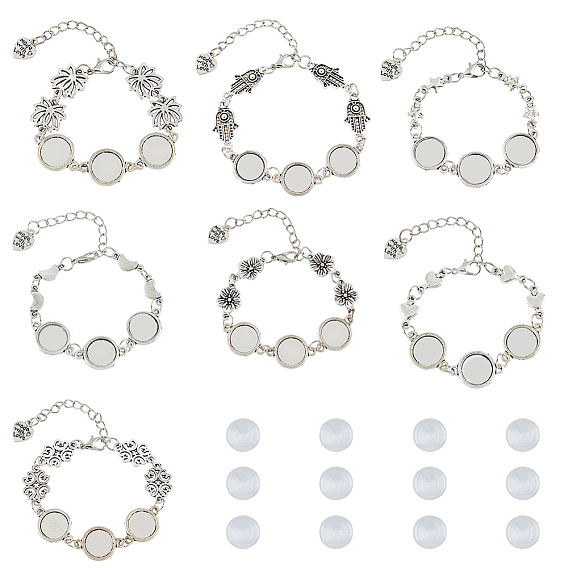 Набор для изготовления браслета с фотографией «сделай сам», включая изготовление браслетов из сплава с хамсой, луной, звездой, цветком и сердцем, Кабошоны из стекла