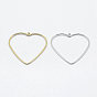 Brass Pendants, Long-Lasting Plated, Nickel Free, Open Heart