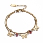 304 Stainless Steel Multi-strand Bracelets, with Round Lampwork Beads and Lobster Claw Clasps, Butterfly