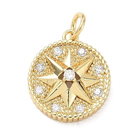 Латунные микро проложить кубического циркония подвески, без кадмия и без свинца, с целью перехода в кольце, круглый со звездным шармом