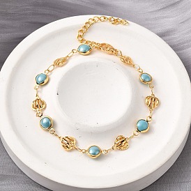 304 браслеты из нержавеющей стали со стеклянными звеньями для женщин, Сердце & плоские круглые