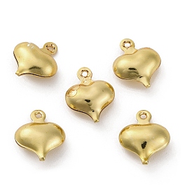 Brass Charms, Long-Lasting Plated, Heart