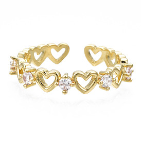 Изысканное кольцо-манжета в форме сердца из кубического циркония, Infinity Love латунное открытое кольцо для женщин, без никеля 