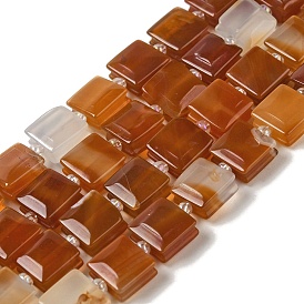 Natural Red Agate Beads Strands, Dyed & Heated, Square, with Seed Beads