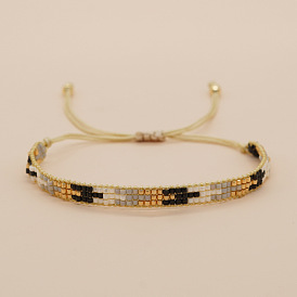 Разноцветные плетеные браслеты из стеклянного бисера для женщин, регулируемые браслеты шнур