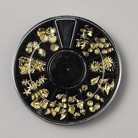 12 Grids Alloy Cabochons, Nail Art Decorations, Mixed Shapes