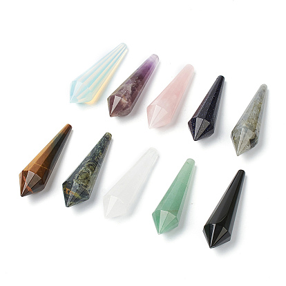 Natural & Synthetic Gemstone Beads, Healing Stones, Reiki Energy Balancing Meditation Therapy Wand, No Hole/Undrilled, for Wire Wrapped Pendant Making, Bullet