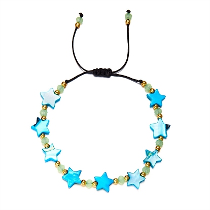 Регулируемые нейлоновые нити плетеные браслеты из бисера, с ракушечными бусинами звездные разделительные бусины