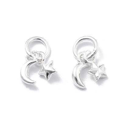 Изящные серебряные подвески в виде луны и звезды, с перемычками и 999 штампом