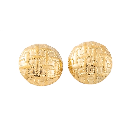 Ion Plating(IP) 304 Stainless Steel Stud Earrings for Women, Textured Flat Round