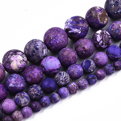 Natural American Turquoise Beads Strands, Dyed & Heated, Frosted, Round