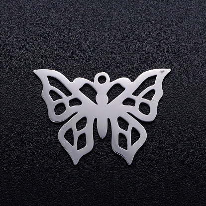 201 Stainless Steel Hollow Pendants, Butterfly