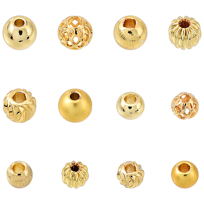 120 шт 12 стили латунные бусины, разнообразные