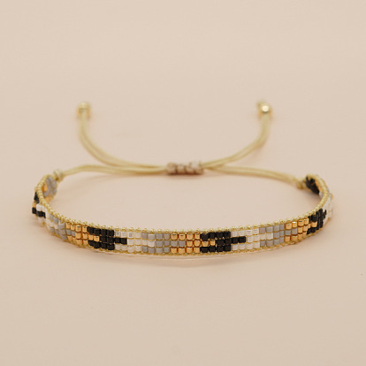 Разноцветные плетеные браслеты из стеклянного бисера для женщин, регулируемые браслеты шнур