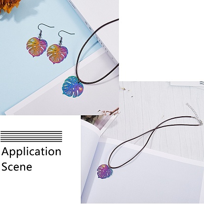 201 Stainless Steel Filigree Pendants, Etched Metal Embellishments, Monstera Leaf