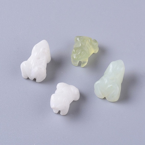 Chinese Style Natural Jade Beads, Carved, Dyed, Frog
