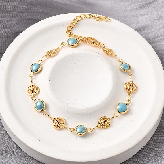 304 браслеты из нержавеющей стали со стеклянными звеньями для женщин, Сердце & плоские круглые