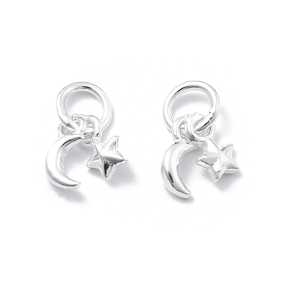 Изящные серебряные подвески в виде луны и звезды, с перемычками и 999 штампом