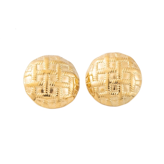 Ion Plating(IP) 304 Stainless Steel Stud Earrings for Women, Textured Flat Round