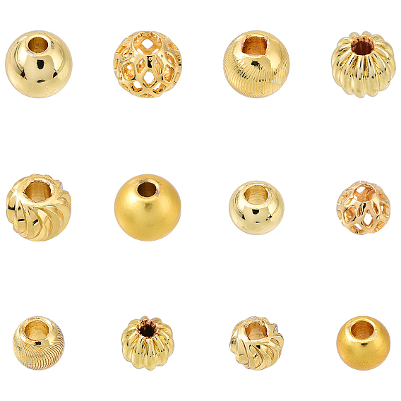 120 шт 12 стили латунные бусины, разнообразные