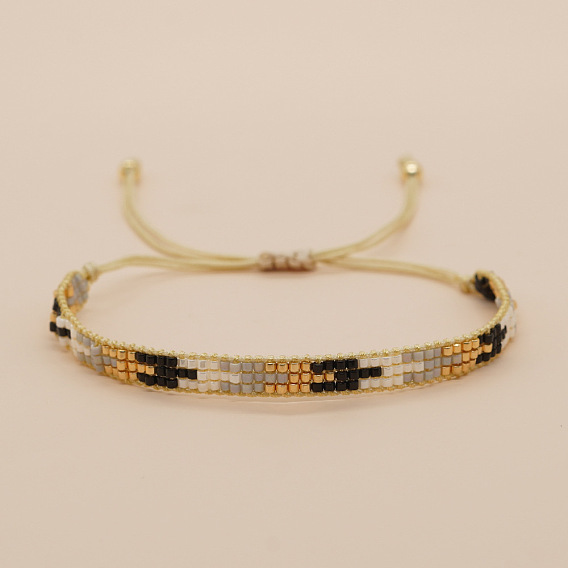 Разноцветные плетеные браслеты из стеклянного бисера для женщин, регулируемые браслеты шнур