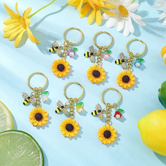 Эмалевые брелки из акрилового сплава, абс пластиковая жемчужина, железа отделились брелоки, цветочные пчелы