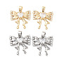 Brass Micro Pave Cubic Zirconia Pendants, Bowknot Charms