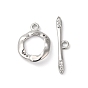 Brass Micro Pave Clear Cubic Zirconia Toggle Clasps, Irregular Ring