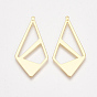 Brass Pendants, Nickel Free, Real 18K Gold Plated, Quadrangle