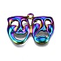 Alloy Comedy and Tragedy Pendants, Cadmium Free & Nickel Free & Lead Free, Mardi Gras Charms, Drama Mask