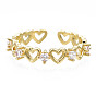 Exquisite Cubic Zirconia Heart Cuff Ring, Infinity Love Brass Open Ring for Women, Nickel Free