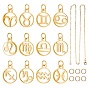DIY Twelve Constellations Pendant Necklace Making Kits, include Brass Cable Chains Necklace Making, 304 Stainless Steel Pendants, Manual Polishing, Ring