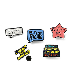 Inspirational Quote Enamel Pins, Black Zinc Alloy Brooches for Backpack Clothes
