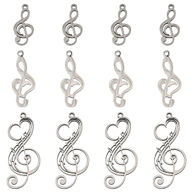12Stk 3 Stile Edelstahl Anhänger, Musiknote Charme