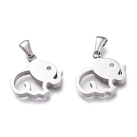 Ионное покрытие (ip) 304 подвески из нержавеющей стали, с кристально горный хрусталь, ручная полировка, полый, слон