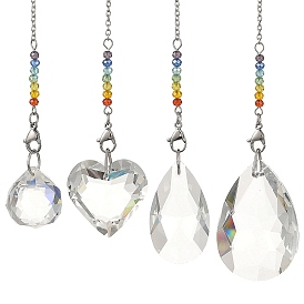 4pcs 7 atrapasoles de cristal de chakra, Prisma de vidrio facetado que crea un arcoíris para ventanas
