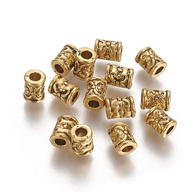Tibetan Style Alloy Beads, Lead Free & Cadmium Free, Column, 7x5.5x5mm, Hole: 2.5mm