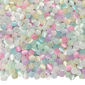 100pcs Cat-Eye-Perlen, Ton zwei, Runde