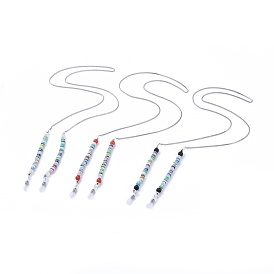 316 цепи для очков из хирургической нержавеющей стали, шейный ремешок для очков, с природными драгоценный камень бисером, Бусины из полимерной глины ручной работы и резиновые оправы для очков