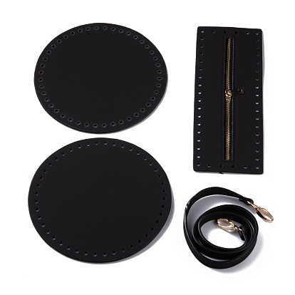 PU Leather Purse Crochet Making Kit, Including Bag Bottoms, Top, Zipper Cover & Strap