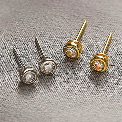 Серьги-гвоздики из стерлингового серебра 925 с родиевым покрытием, с четким кубического циркония, с печатью s925